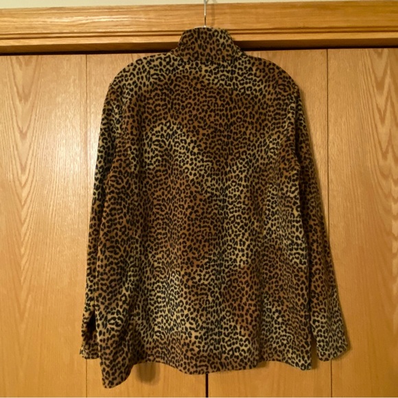 Lands End Leopard Cheetah Animal Print Quarter Zip Fleece Pullover XL - Picture 2 of 3